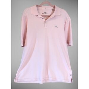 Tommy Bahama Polo Shirt Mens L Pink Casual Preppy Rugby Marlin Supima Colorful